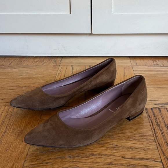 Miu Miu Pointed Toe Brown Suede Ballet Flats - 38.5 - Picture 3 of 7